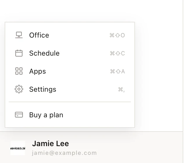 The menu under your name, with Settings