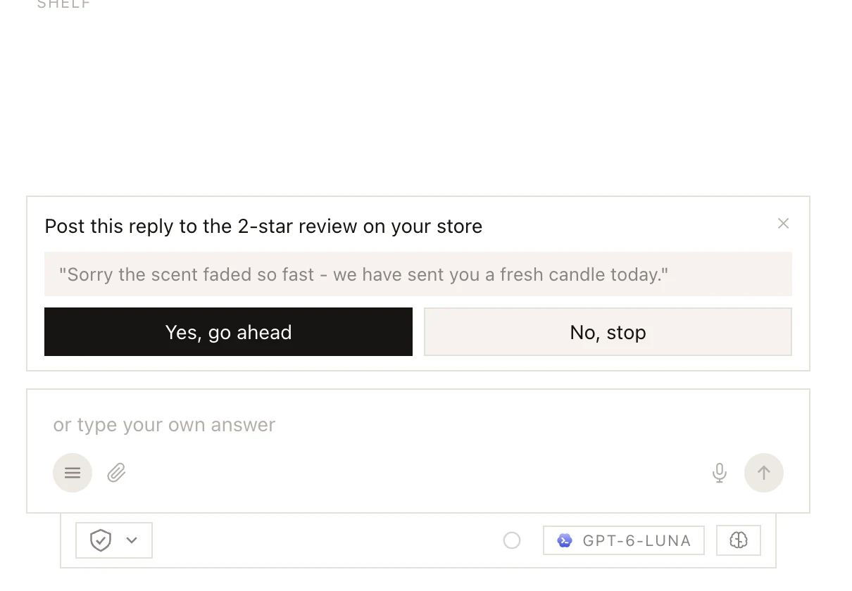 An agent asking before it posts a reply
