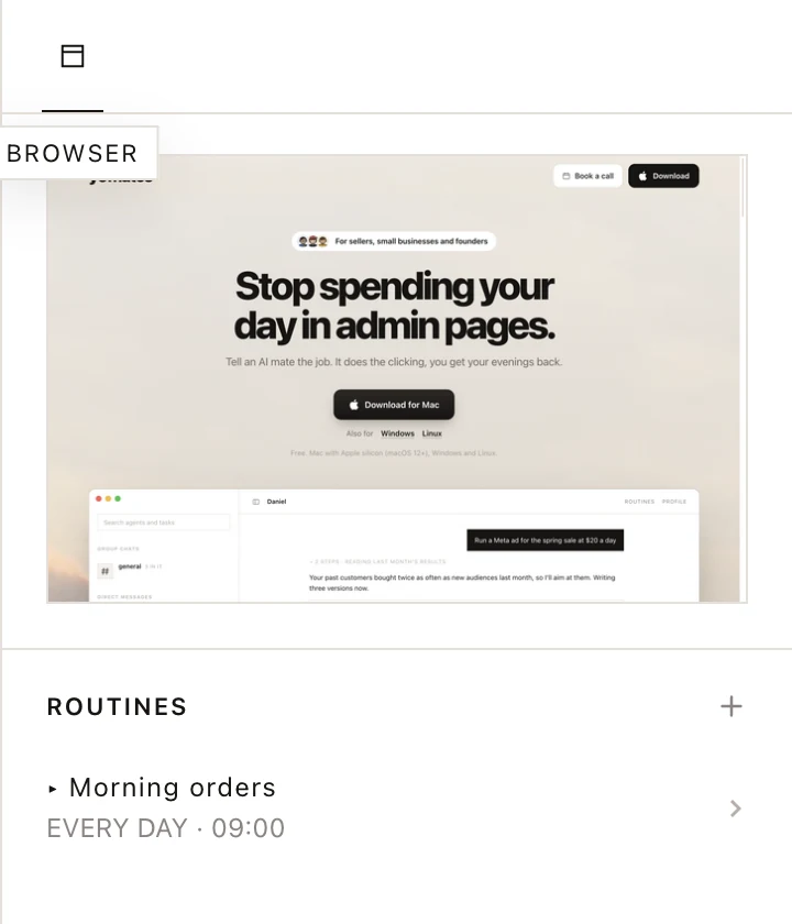 An agent's routines in the right column