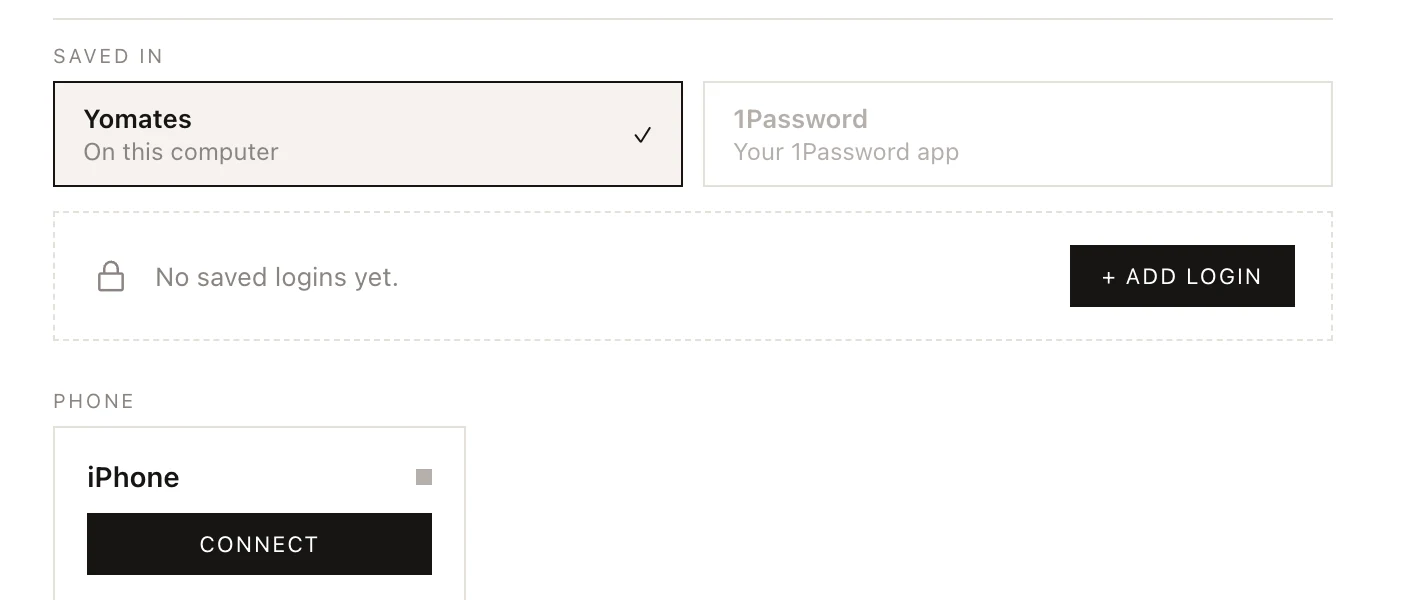 Settings, Passwords